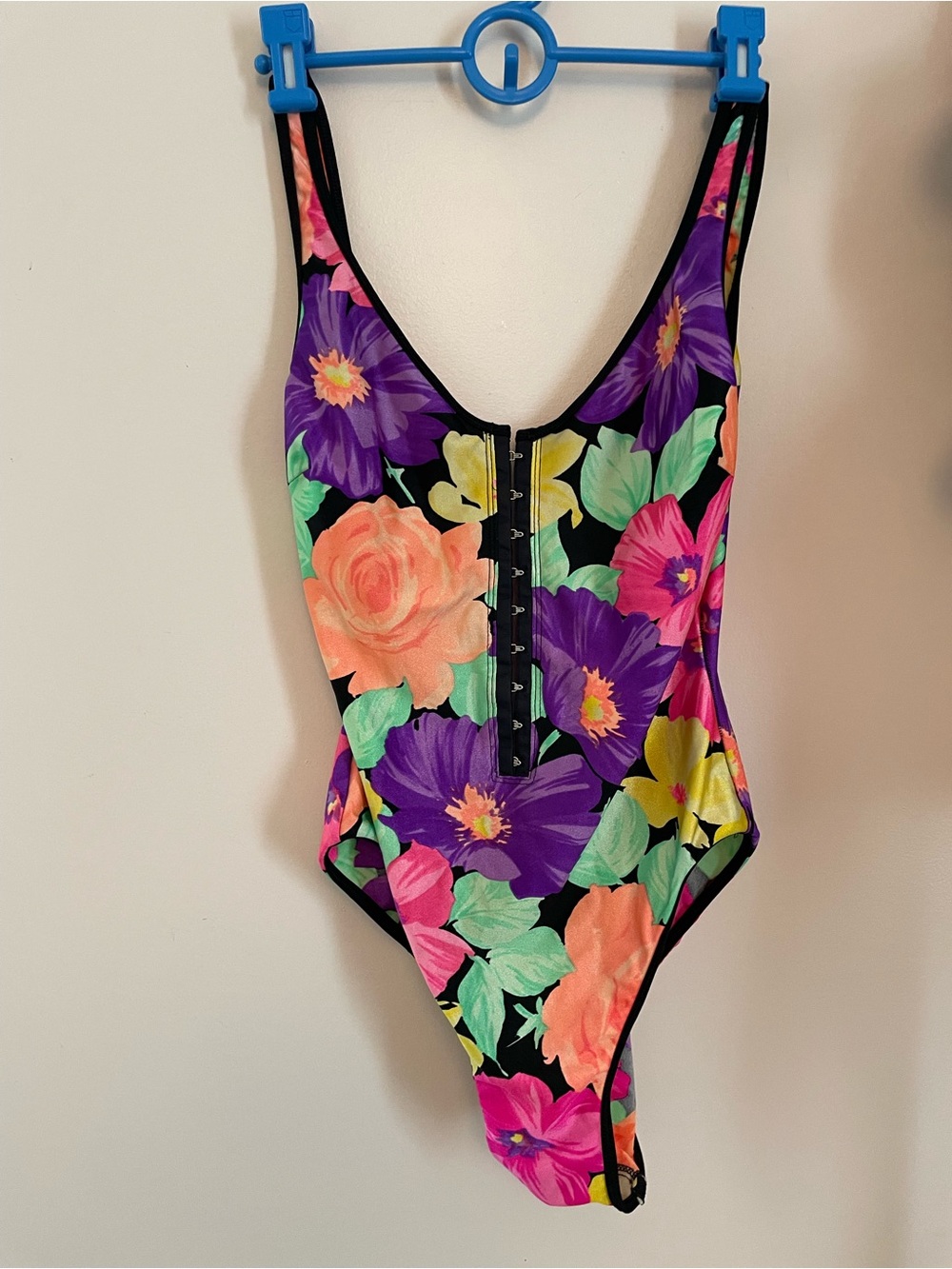 La Blanca Multicolor Floral One-Piece Swimsuit in Black, Pink, Purple and Orange